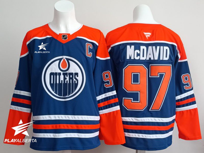 Men 2025 Edmonton Oilers #97 Mcdavid Blue Fanatics Home Premium NHL Jersey style 2->edmonton oilers->NHL Jersey